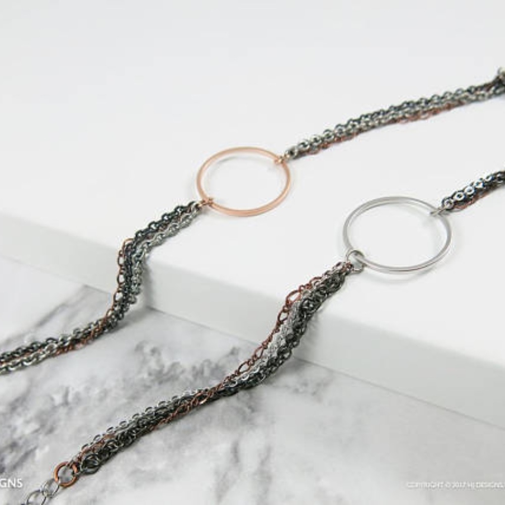 Handmade Mixed Metal Chain Circle Bracelet